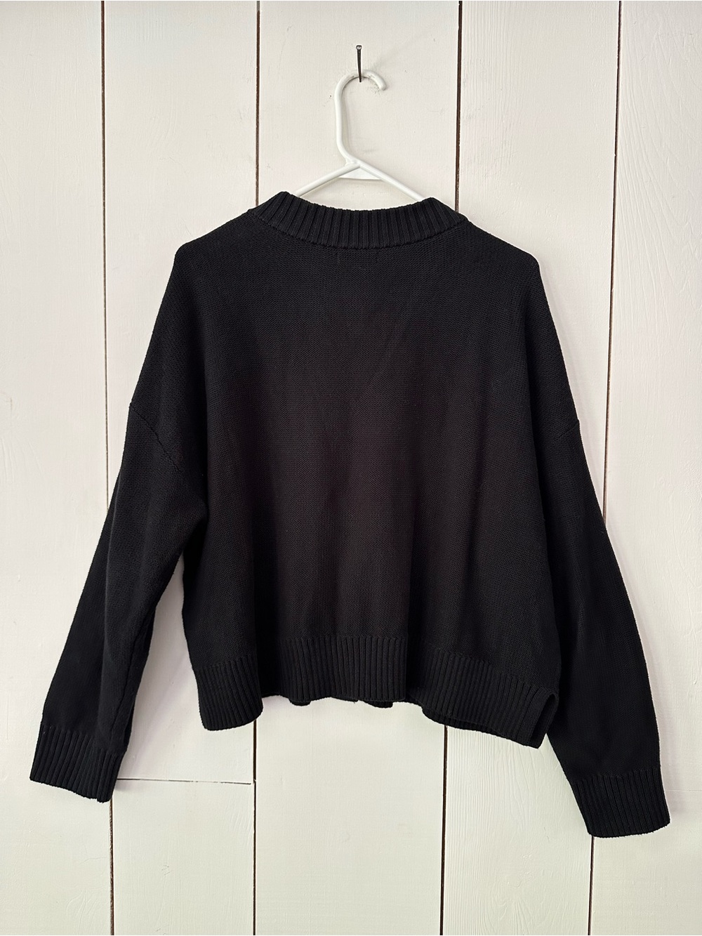 Quince 100% Organic Cotton Cropped Cardigan Sz L Black - Picture 7 of 14